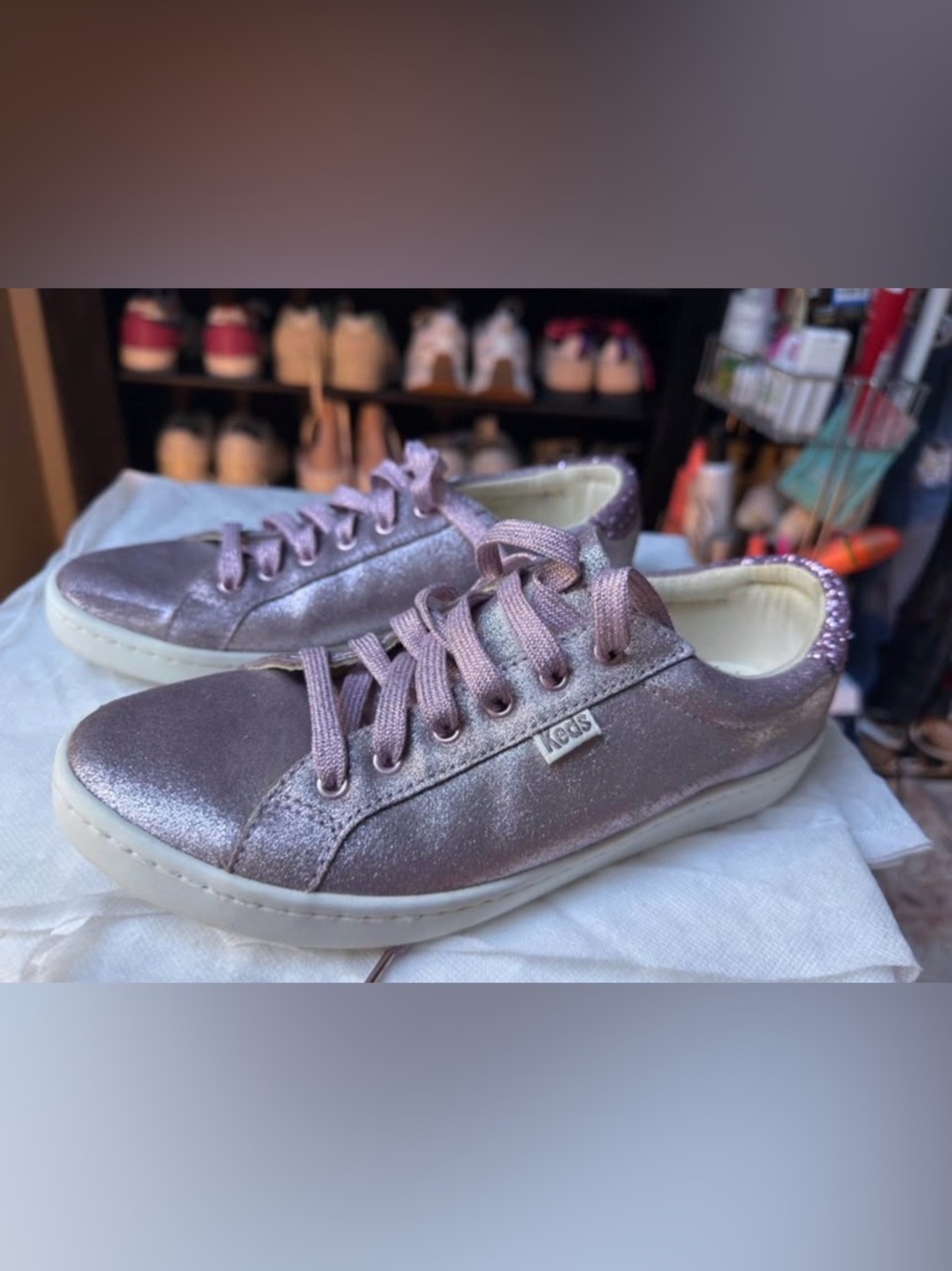 Keds Women's Metallic Pink Lace-Up Sneakers